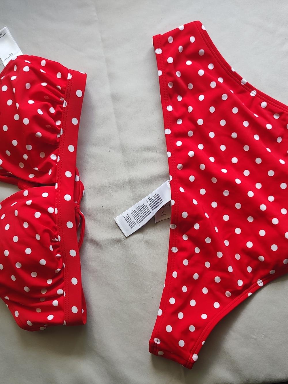 Cupshe Red White Polka Dot Bikini Set